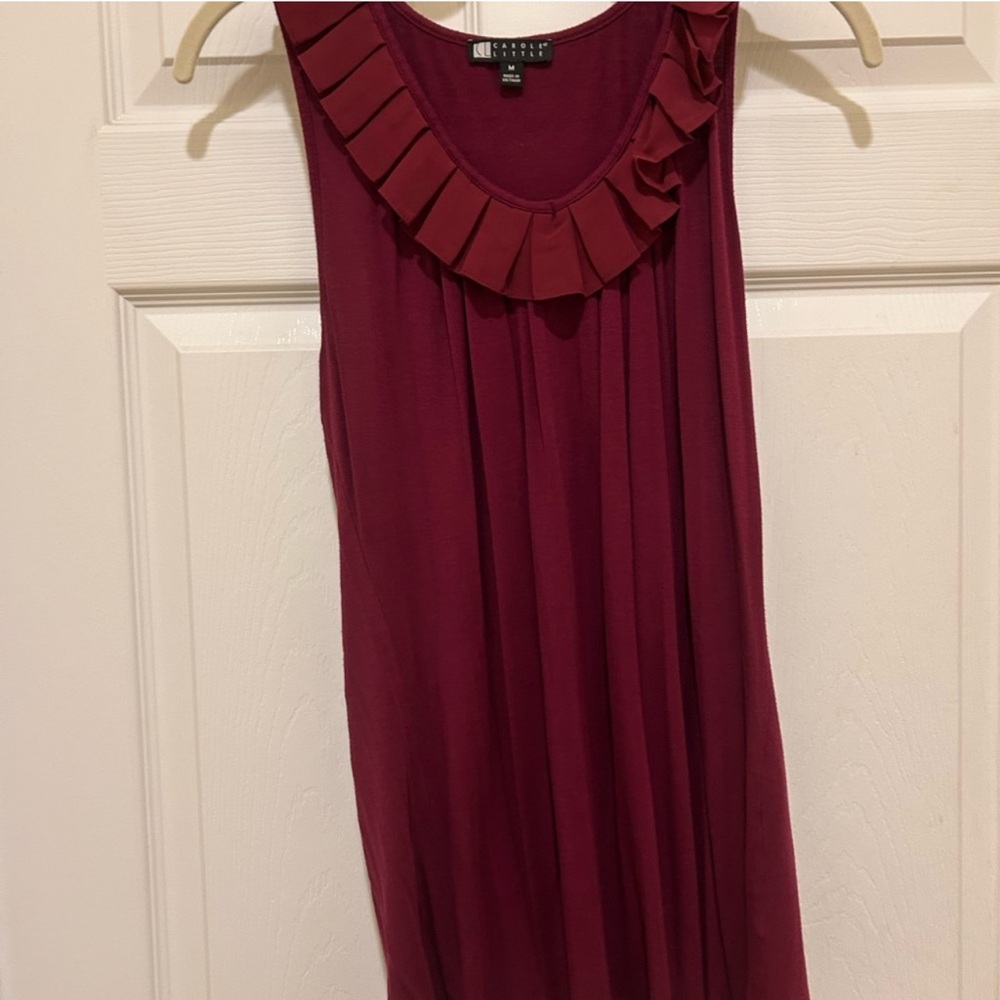Carole Little Red Ruffled Blouse